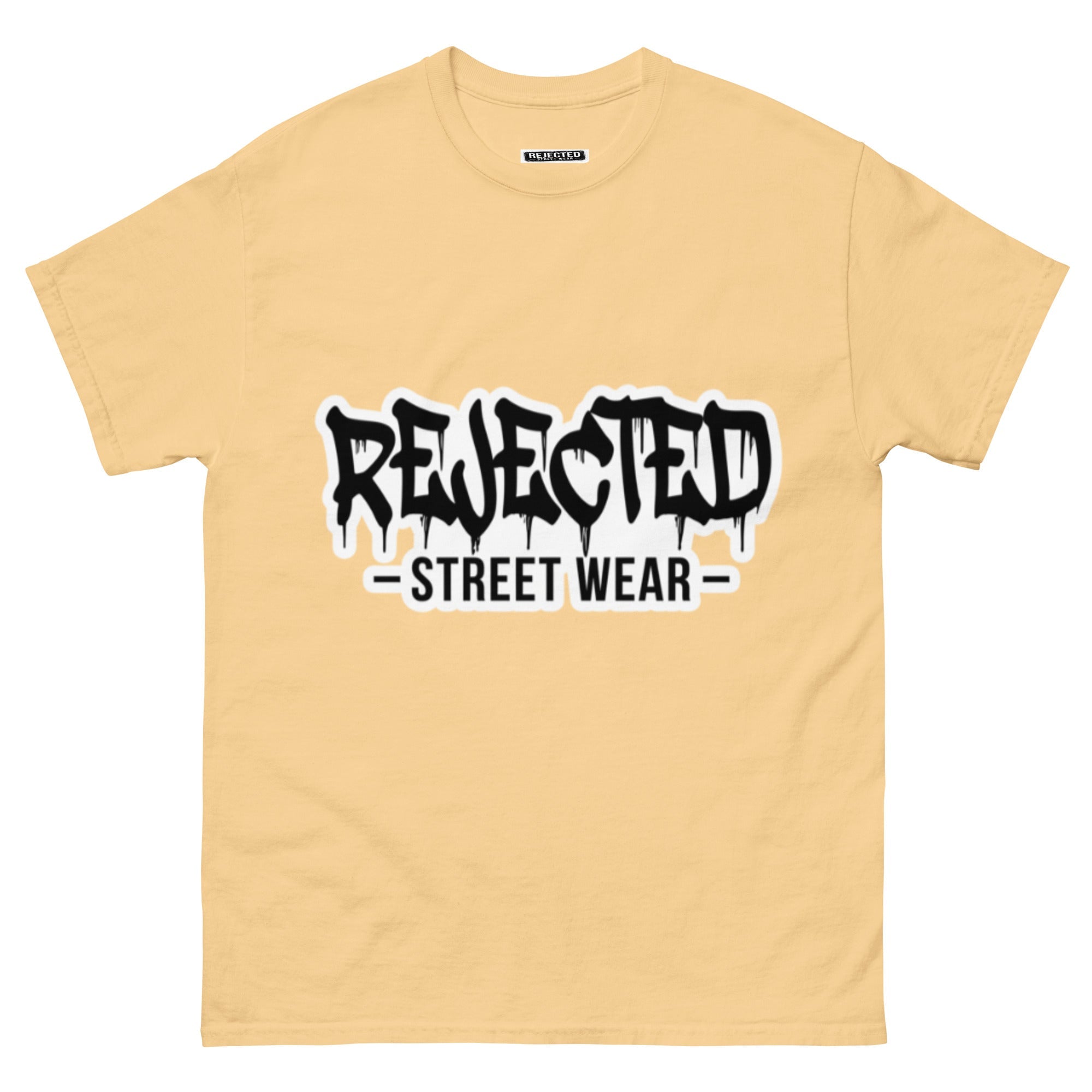 Rejected Street Wear drip logo tee — REJECTED in heavy graffiti letters with STREET WEAR set underneath