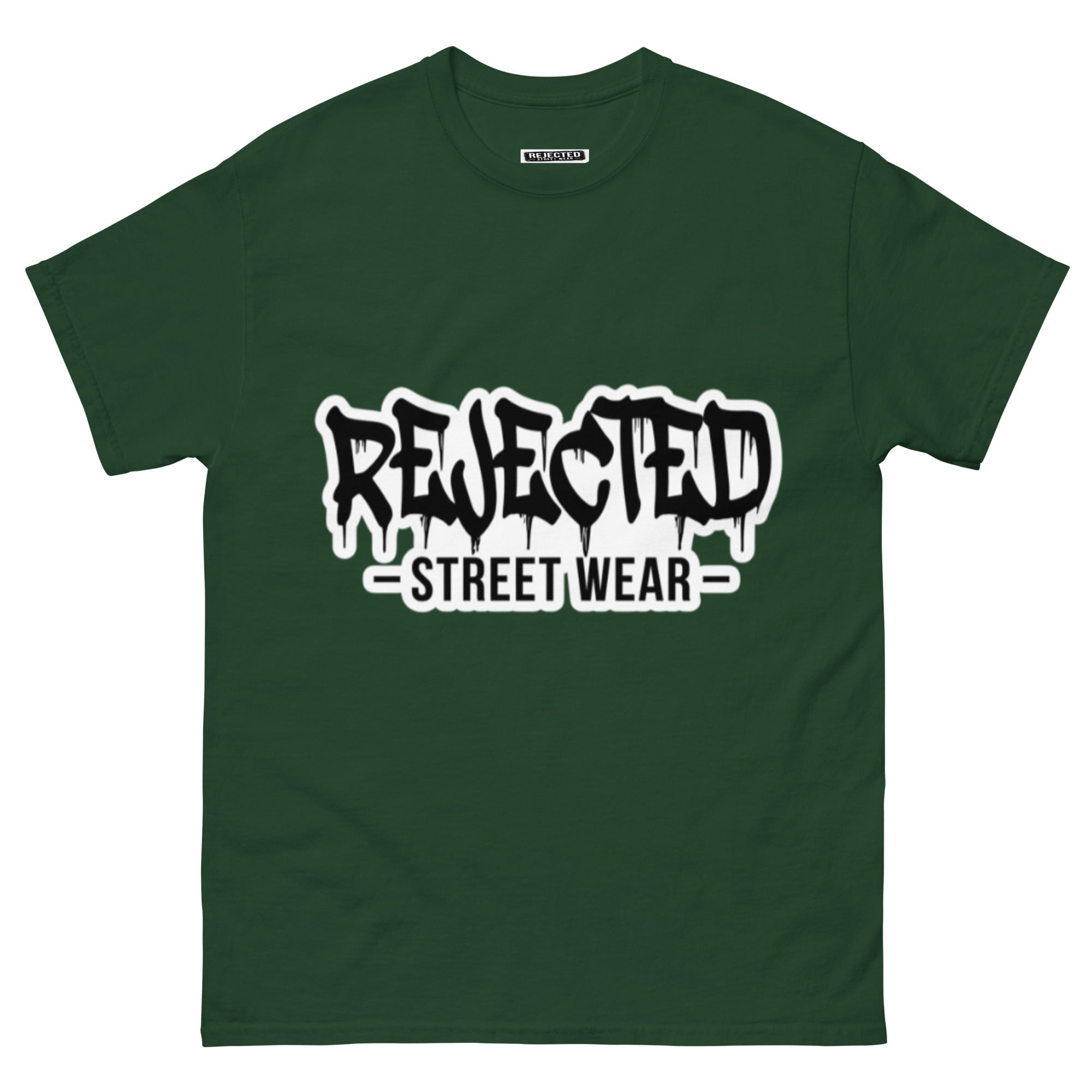 Rejected Street Wear drip logo tee — REJECTED in heavy graffiti letters with STREET WEAR set underneath