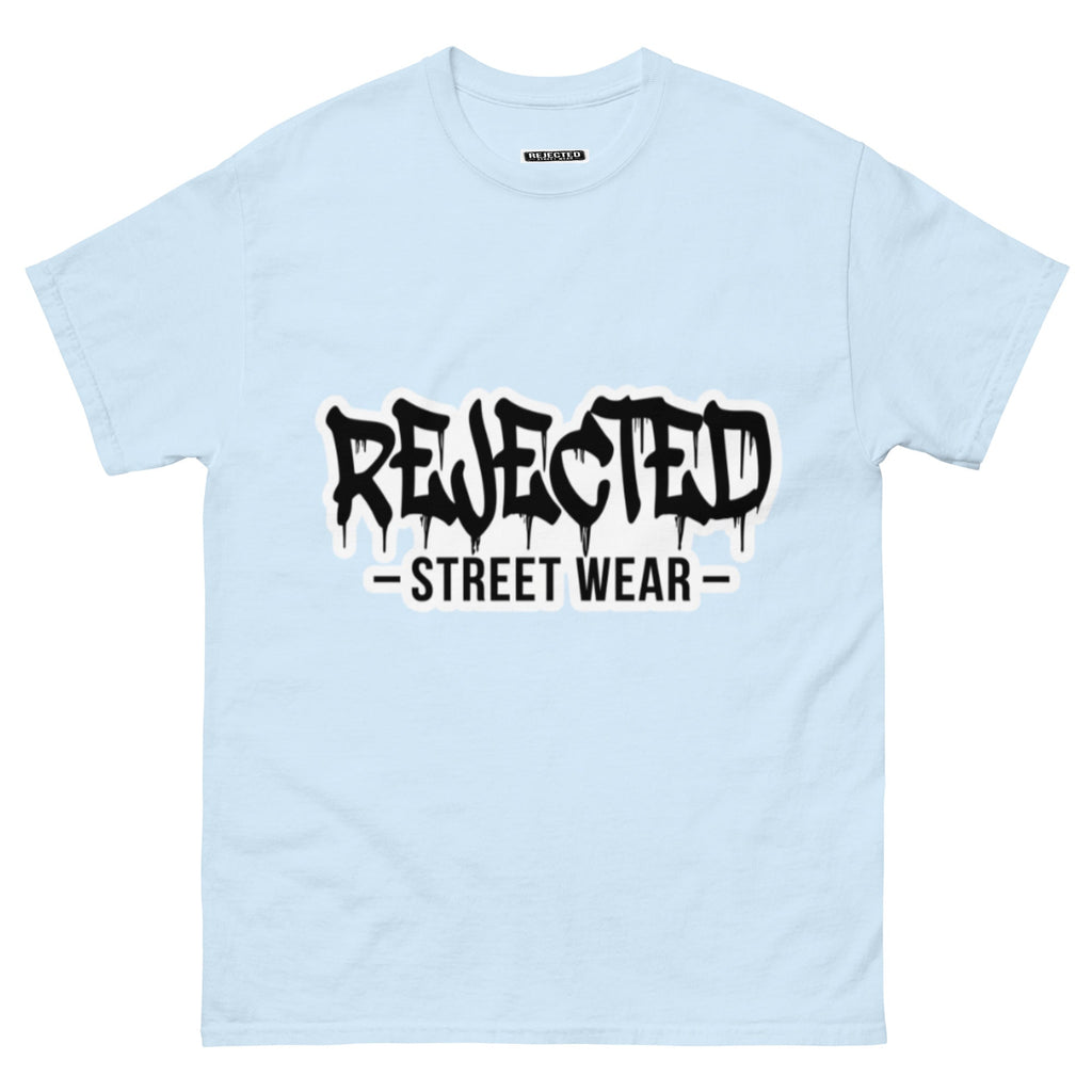 Rejected Street Wear drip logo tee — REJECTED in heavy graffiti letters with STREET WEAR set underneath