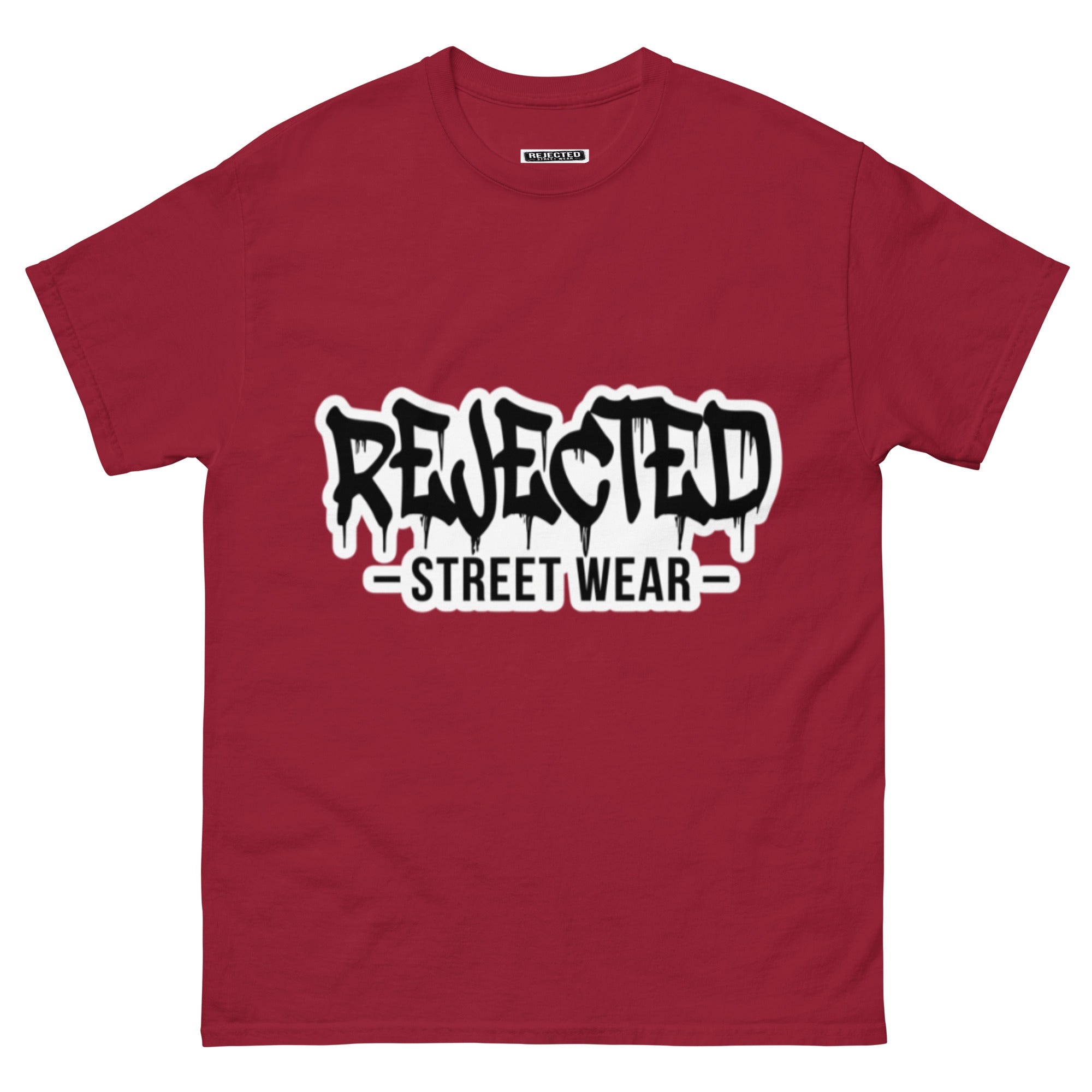 Rejected Street Wear drip logo tee — REJECTED in heavy graffiti letters with STREET WEAR set underneath