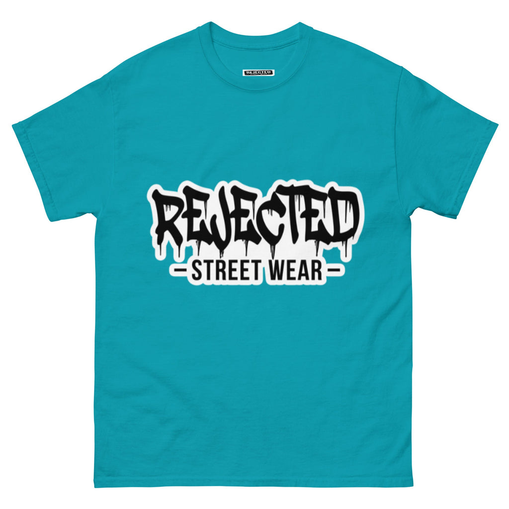 Rejected Street Wear drip logo tee — REJECTED in heavy graffiti letters with STREET WEAR set underneath