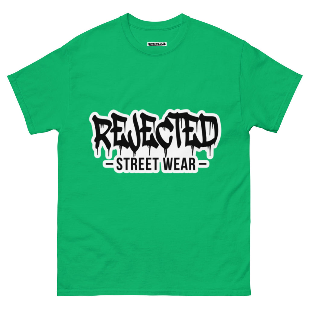Rejected Street Wear drip logo tee — REJECTED in heavy graffiti letters with STREET WEAR set underneath