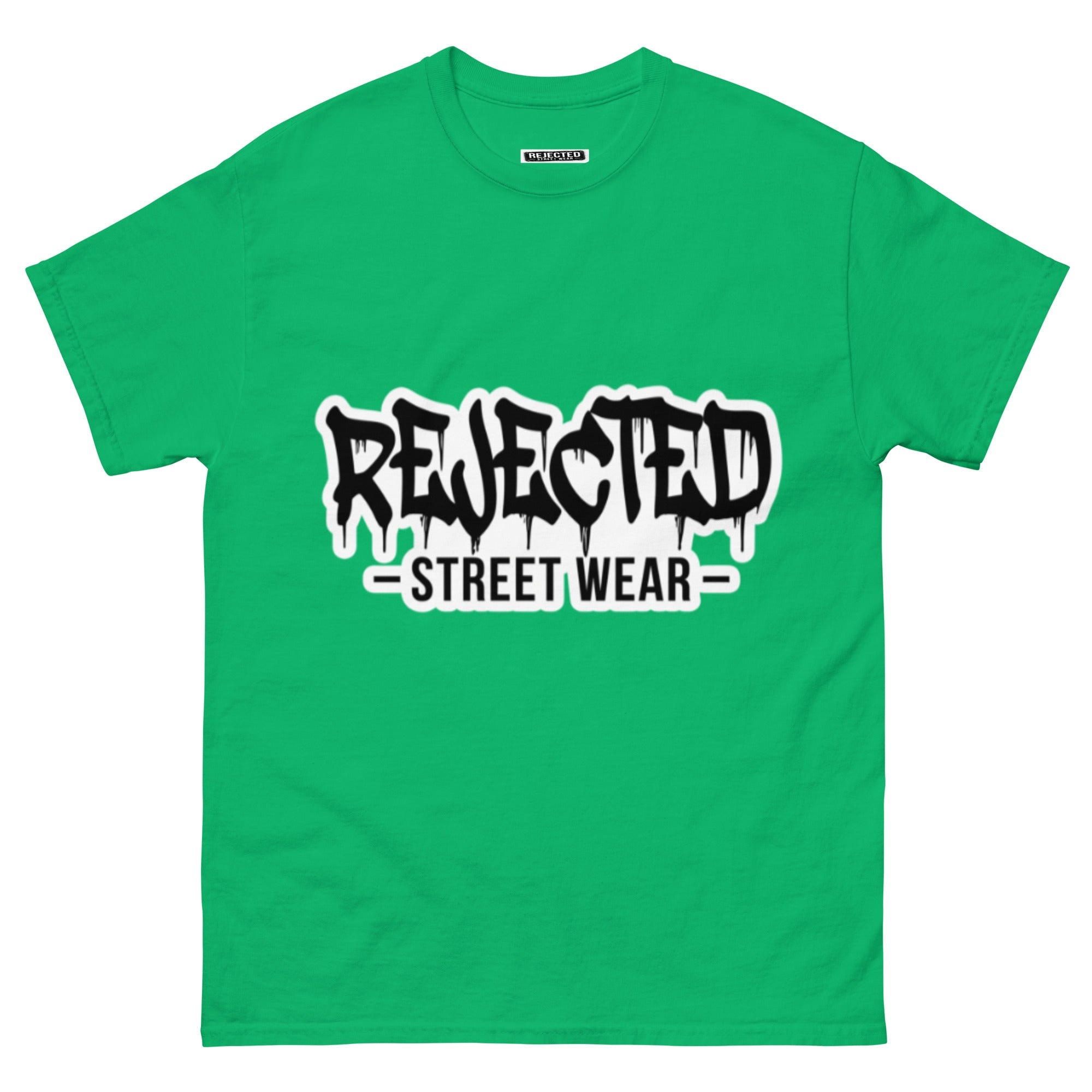 Rejected Street Wear drip logo tee — REJECTED in heavy graffiti letters with STREET WEAR set underneath