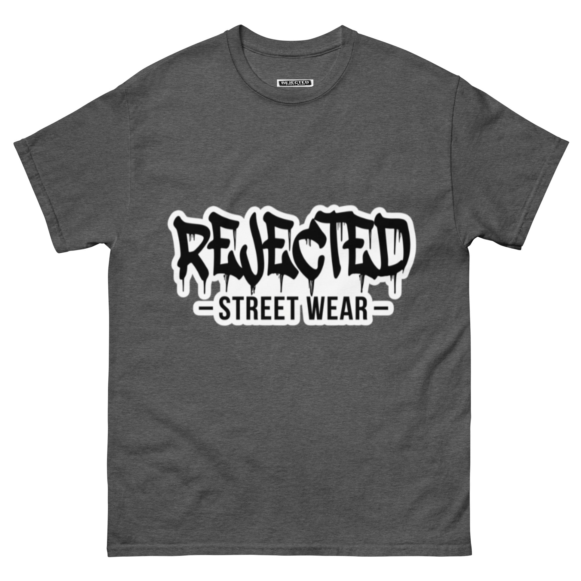 Rejected Street Wear drip logo tee — REJECTED in heavy graffiti letters with STREET WEAR set underneath