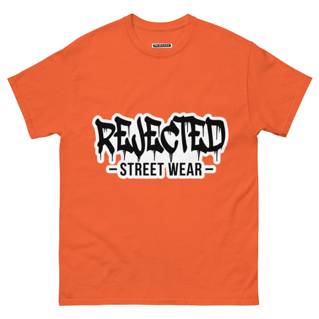 Rejected Street Wear drip logo tee — REJECTED in heavy graffiti letters with STREET WEAR set underneath