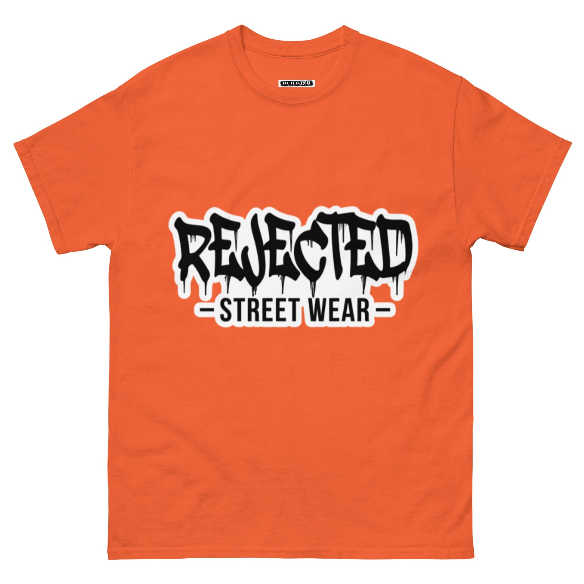 Rejected Street Wear drip logo tee — REJECTED in heavy graffiti letters with STREET WEAR set underneath