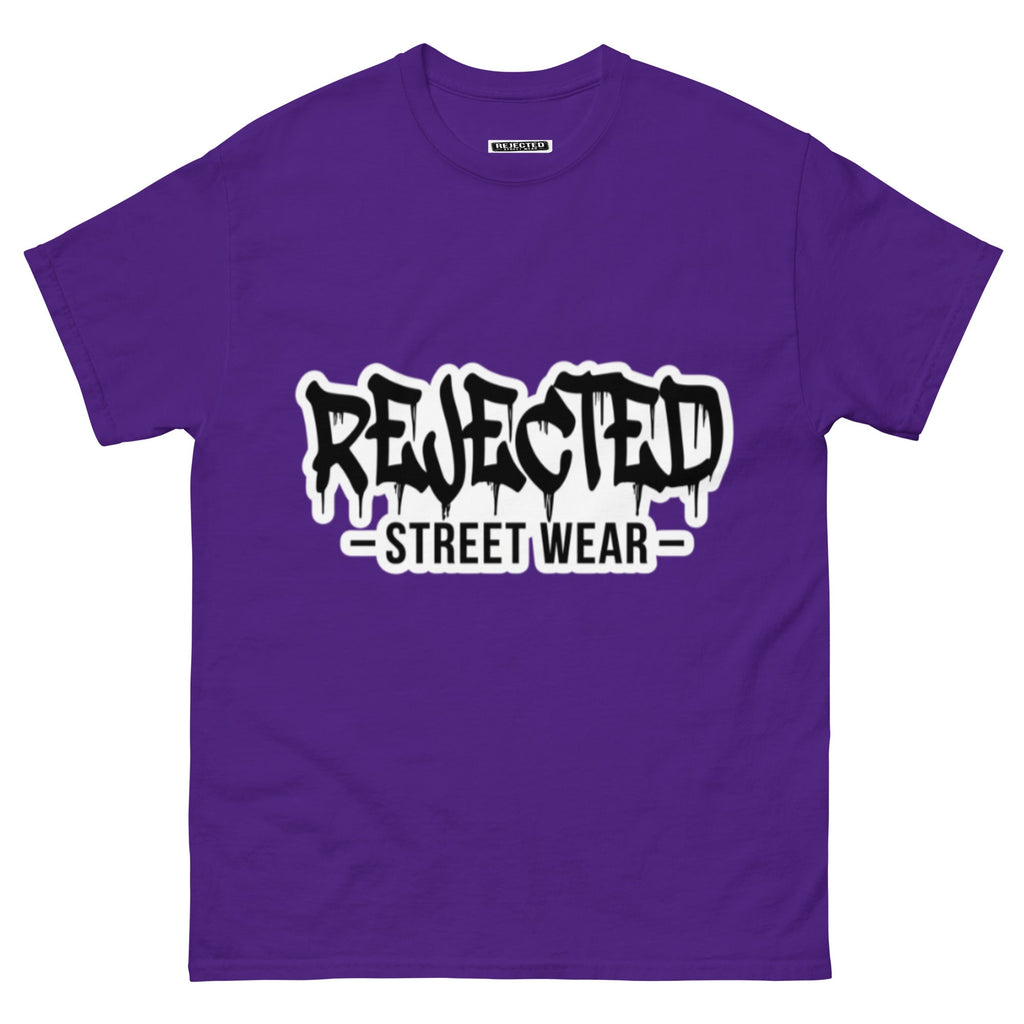 Rejected Street Wear drip logo tee — REJECTED in heavy graffiti letters with STREET WEAR set underneath