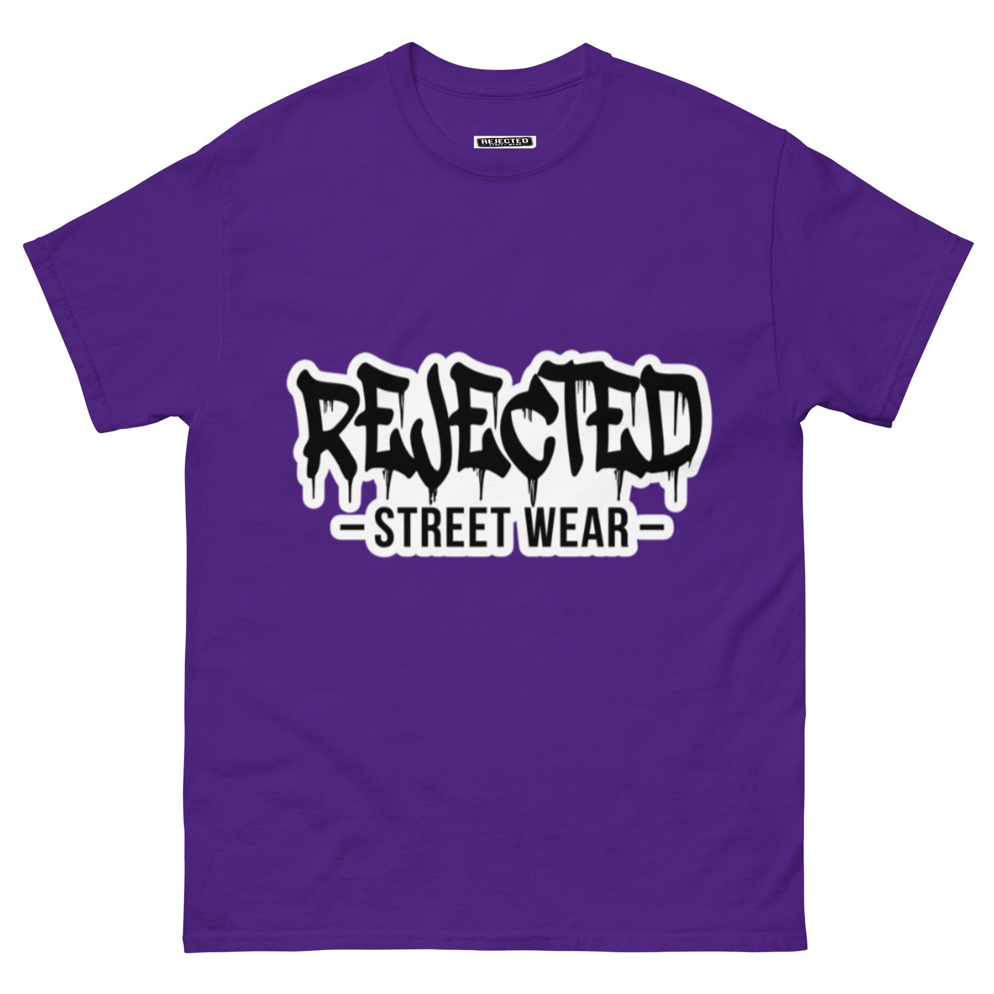 Rejected Street Wear drip logo tee — REJECTED in heavy graffiti letters with STREET WEAR set underneath