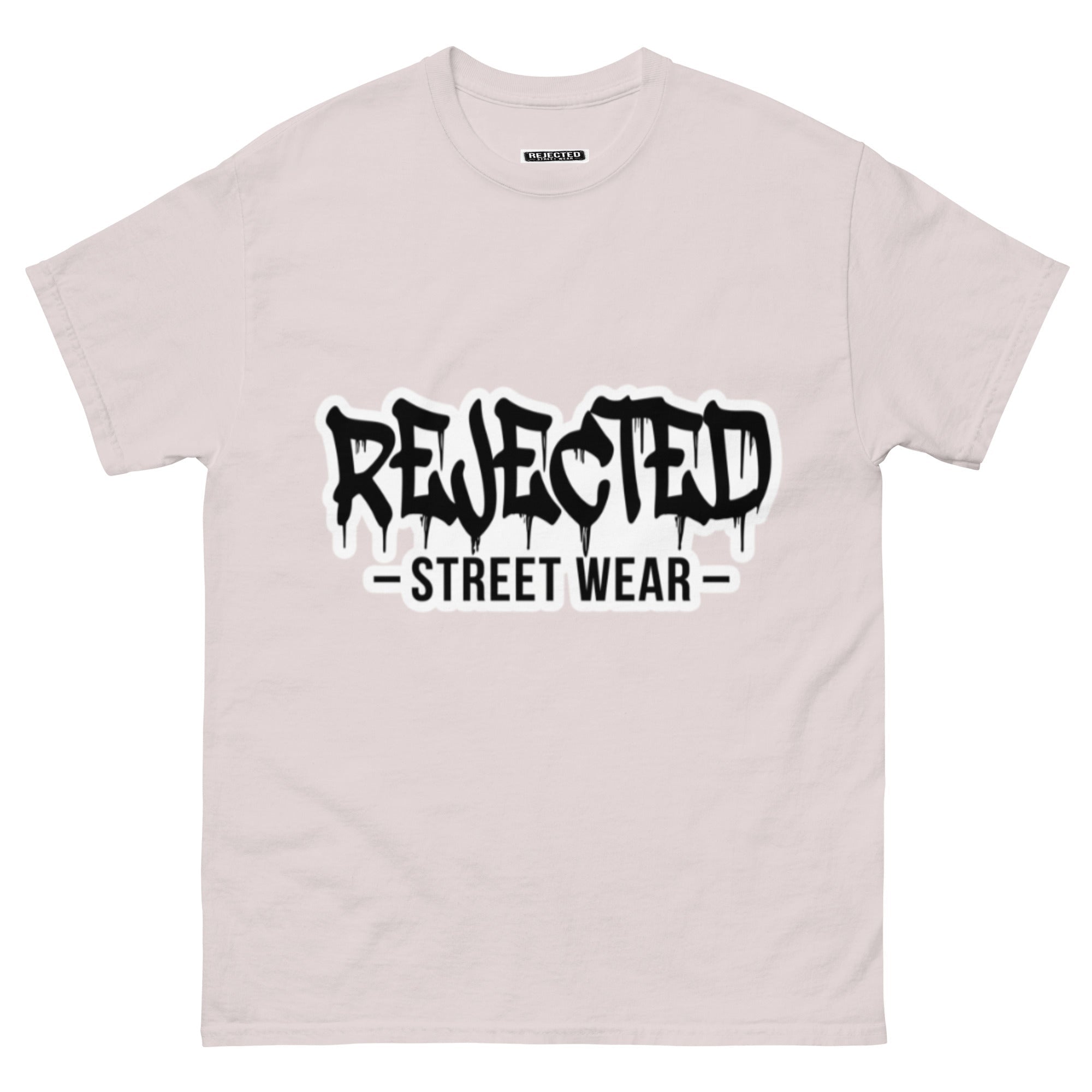 Rejected Street Wear drip logo tee — REJECTED in heavy graffiti letters with STREET WEAR set underneath