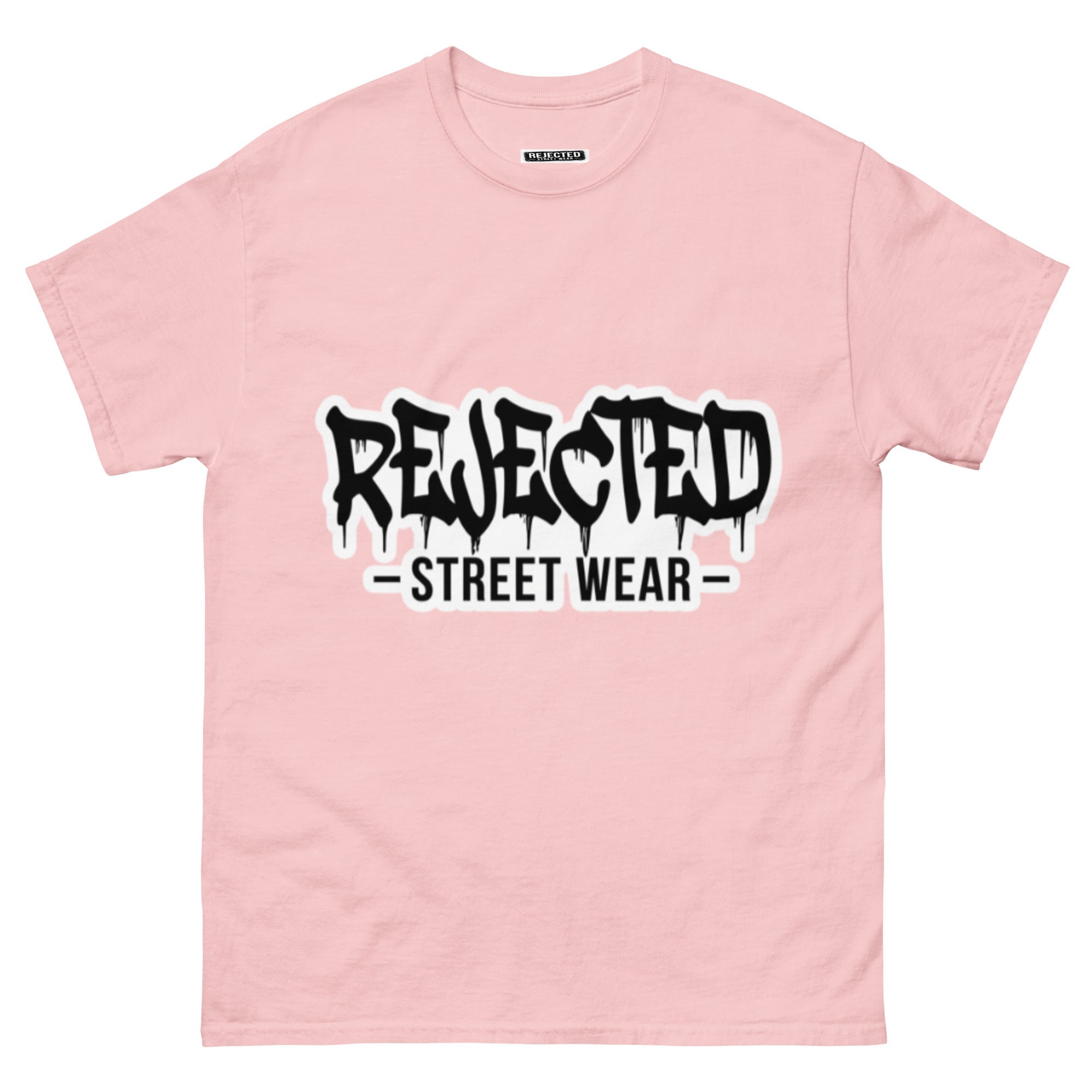 Rejected Street Wear drip logo tee — REJECTED in heavy graffiti letters with STREET WEAR set underneath