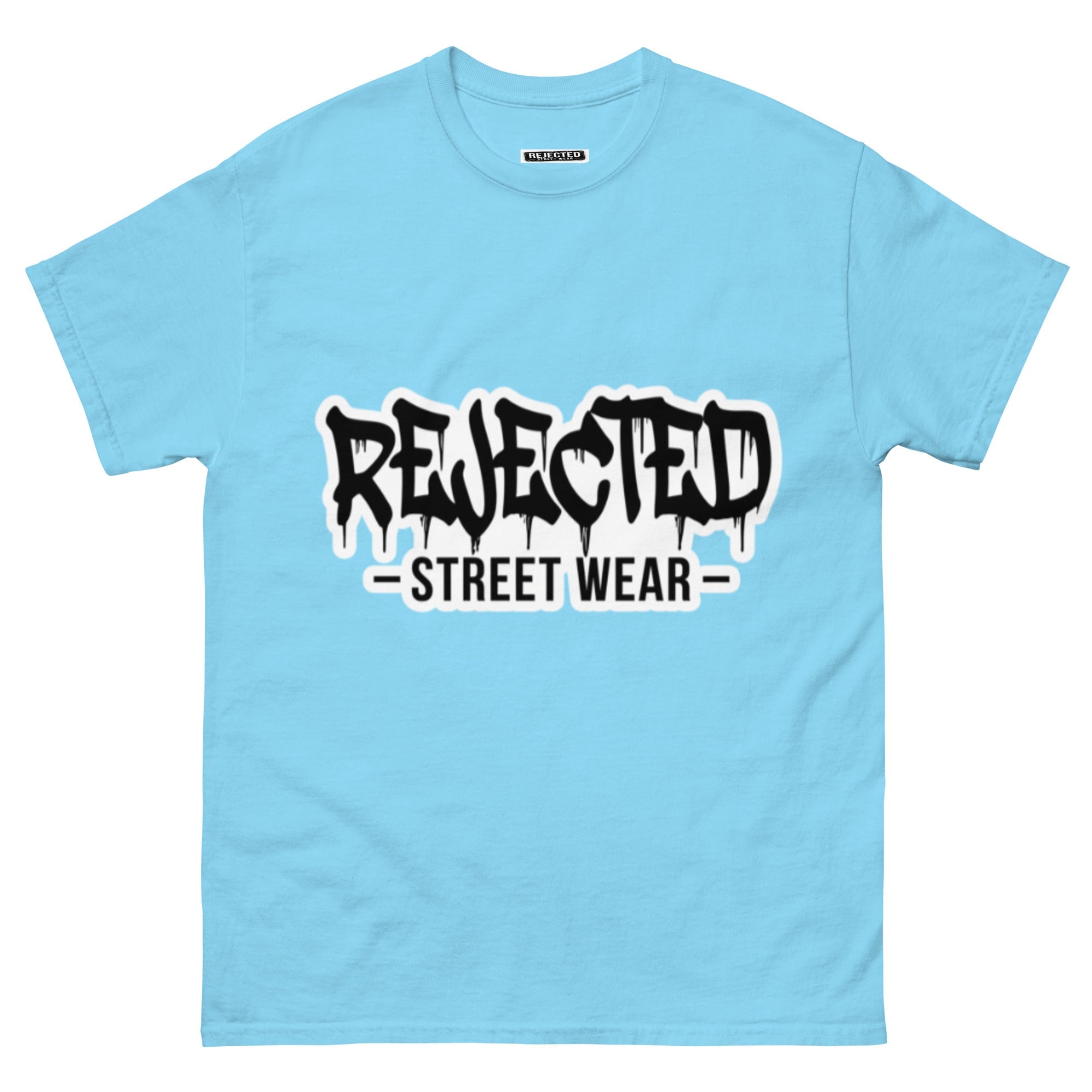 Rejected Street Wear drip logo tee — REJECTED in heavy graffiti letters with STREET WEAR set underneath