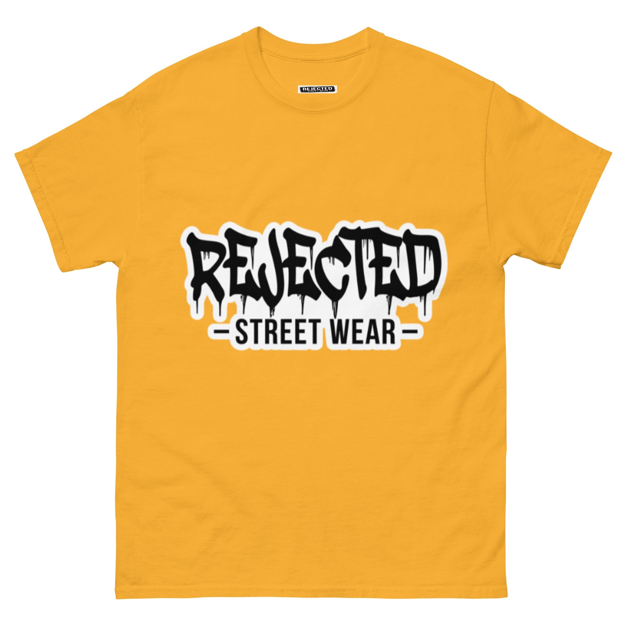 Rejected Street Wear drip logo tee — REJECTED in heavy graffiti letters with STREET WEAR set underneath