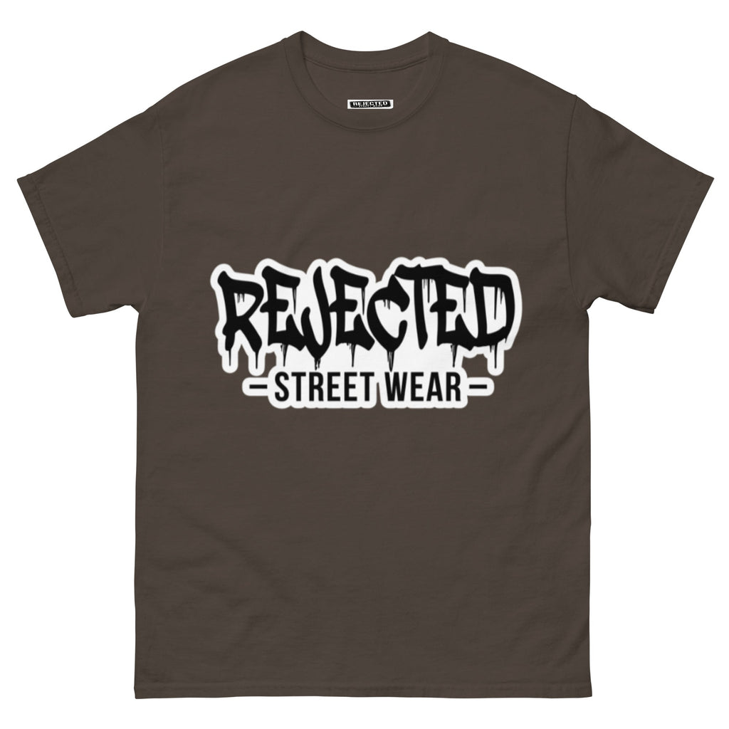 Rejected Street Wear drip logo tee — REJECTED in heavy graffiti letters with STREET WEAR set underneath
