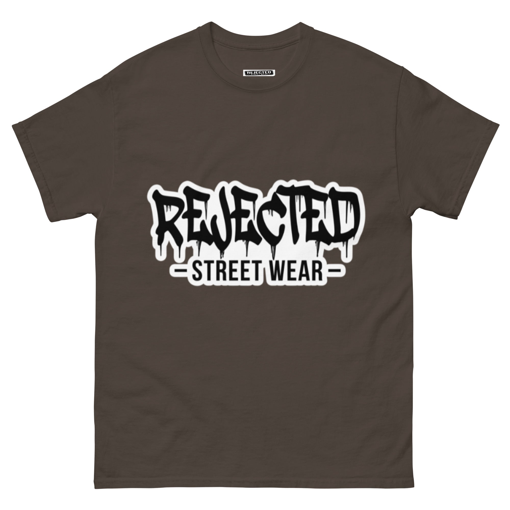 Rejected Street Wear drip logo tee — REJECTED in heavy graffiti letters with STREET WEAR set underneath
