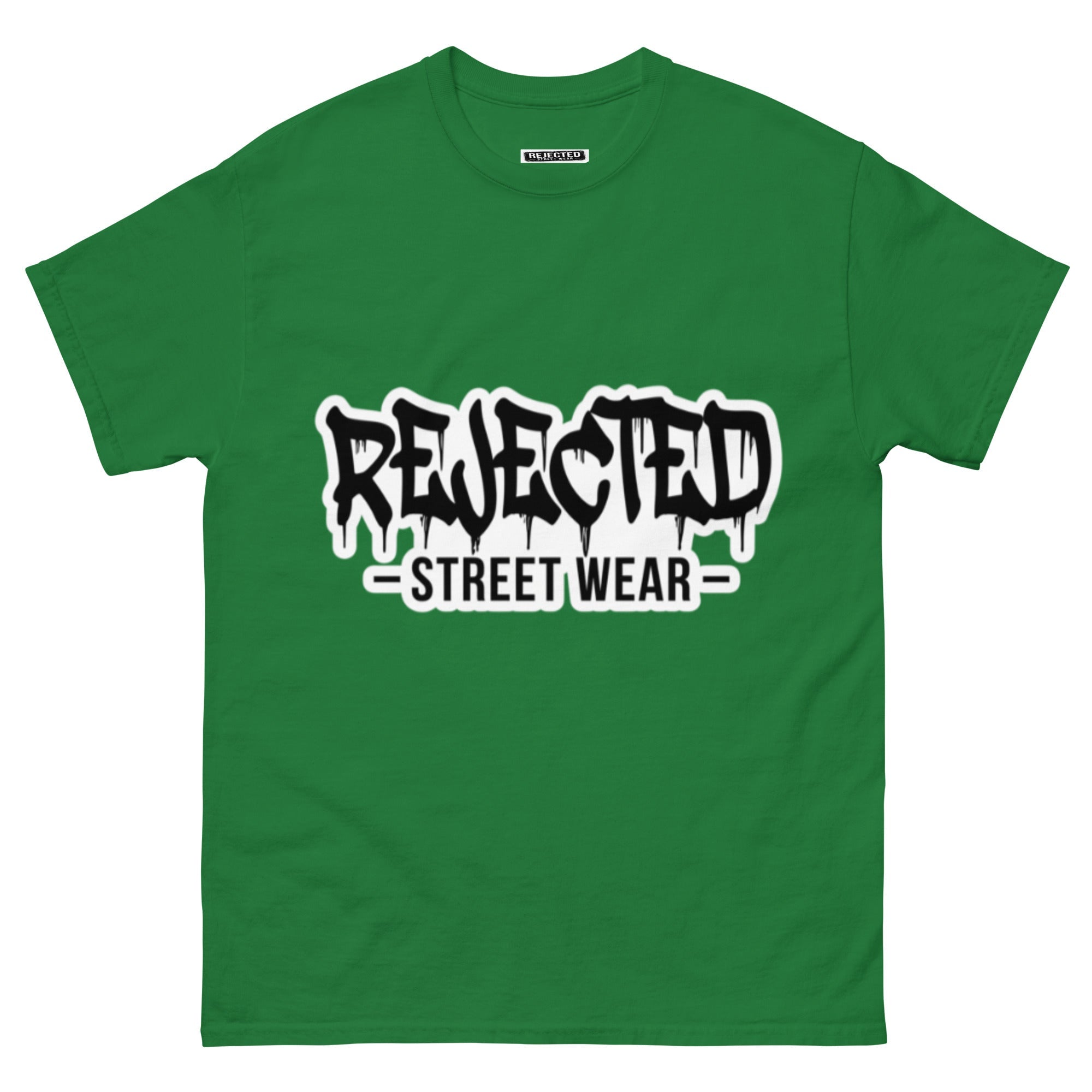 Rejected Street Wear drip logo tee — REJECTED in heavy graffiti letters with STREET WEAR set underneath