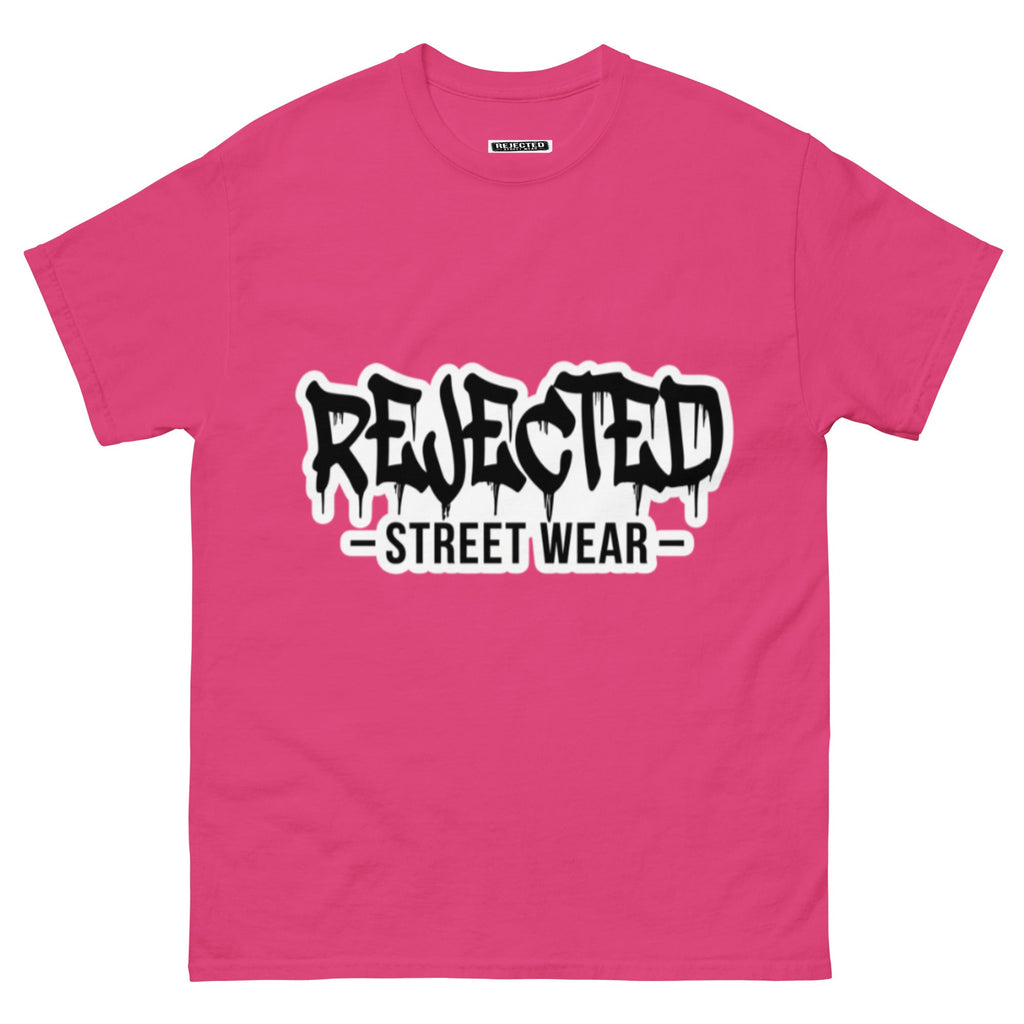 Rejected Street Wear drip logo tee — REJECTED in heavy graffiti letters with STREET WEAR set underneath