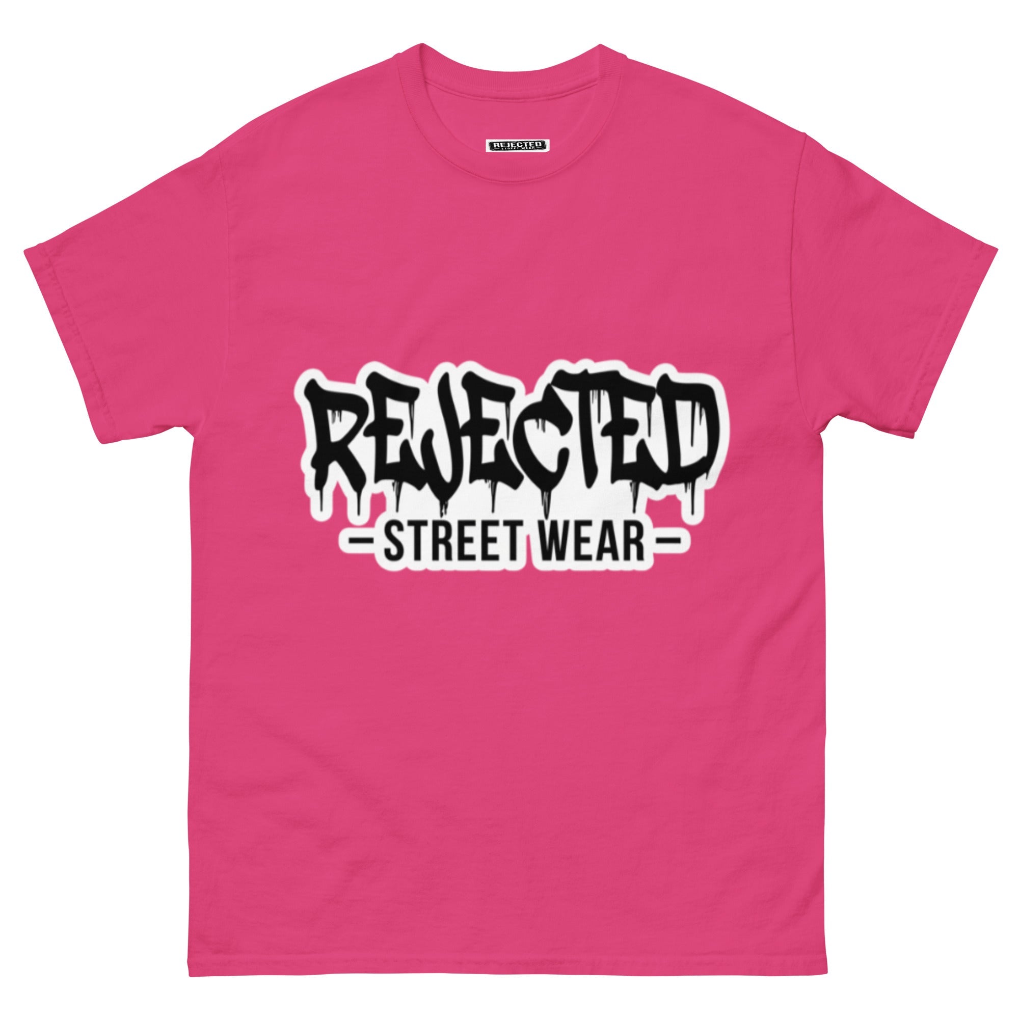 Rejected Street Wear drip logo tee — REJECTED in heavy graffiti letters with STREET WEAR set underneath