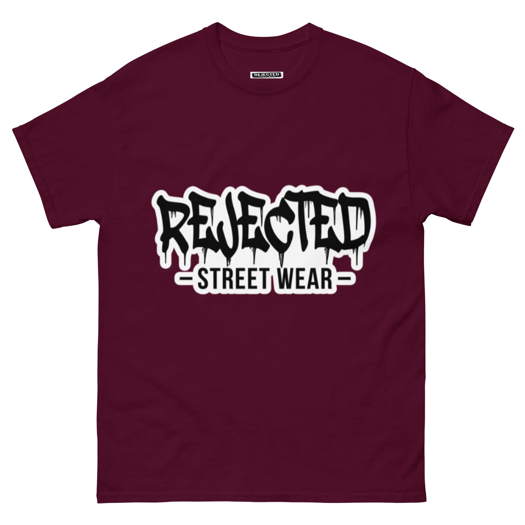 Rejected Street Wear drip logo tee — REJECTED in heavy graffiti letters with STREET WEAR set underneath