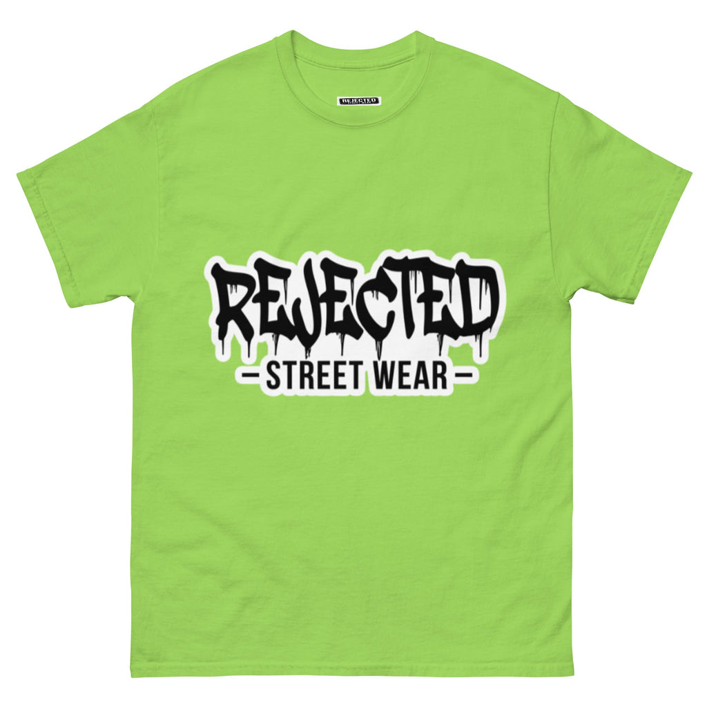Rejected Street Wear drip logo tee — REJECTED in heavy graffiti letters with STREET WEAR set underneath