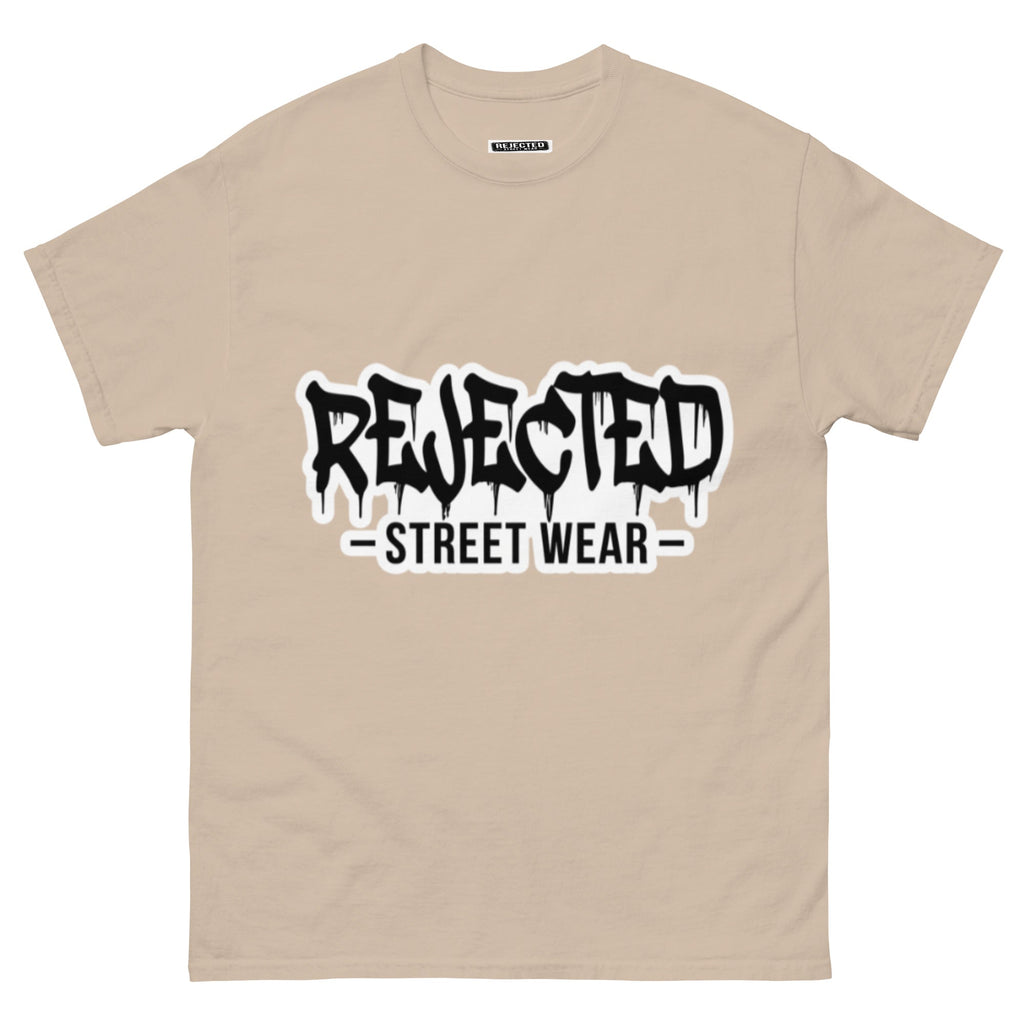 Rejected Street Wear drip logo tee — REJECTED in heavy graffiti letters with STREET WEAR set underneath