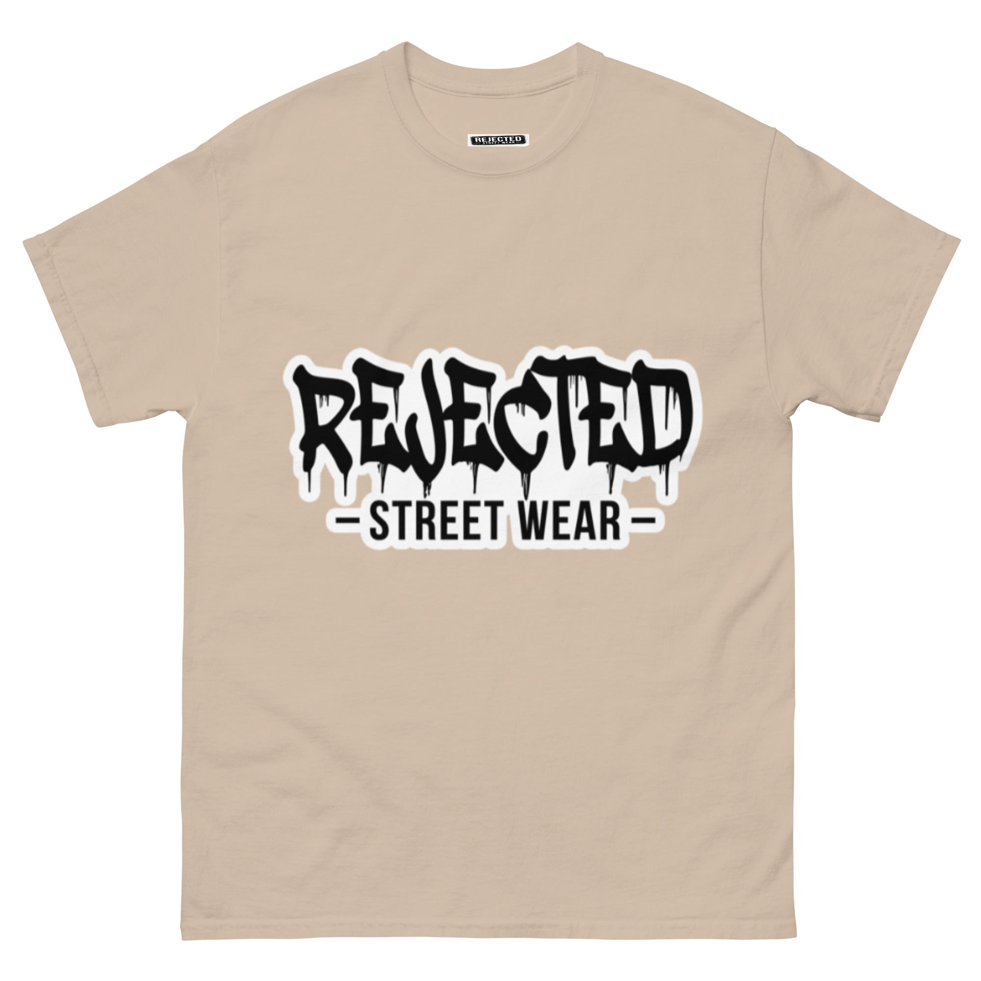 Rejected Street Wear drip logo tee — REJECTED in heavy graffiti letters with STREET WEAR set underneath