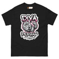Diva Persian cat tee — fluffed-out Persian cat with an unimpressed face under pink graffiti drip lettering