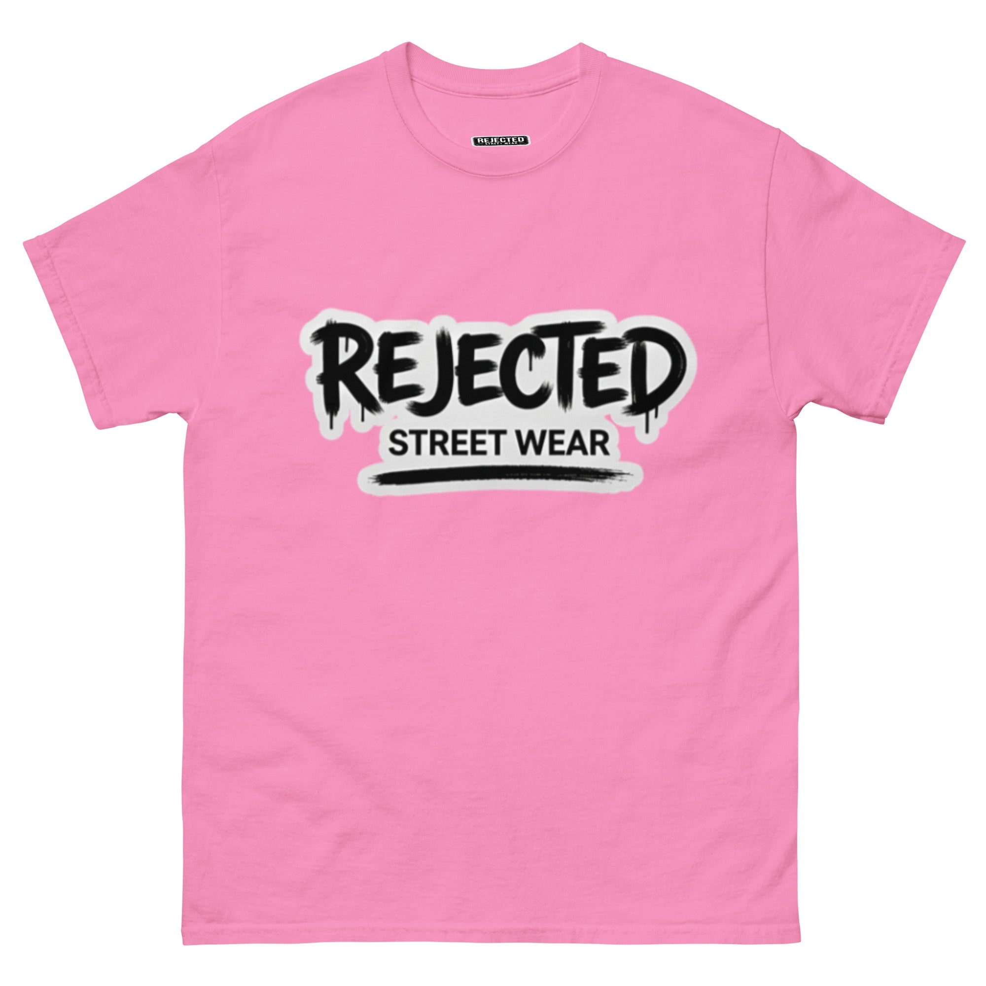 Rejected Street Wear graffiti logo tee — REJECTED in dripping spray-paint script over underlined STREET WEAR