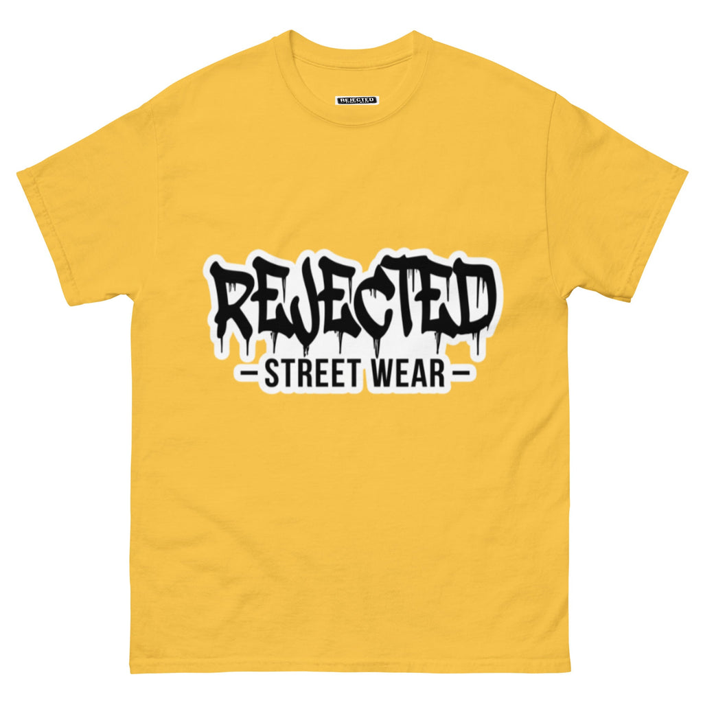 Rejected Street Wear drip logo tee — REJECTED in heavy graffiti letters with STREET WEAR set underneath