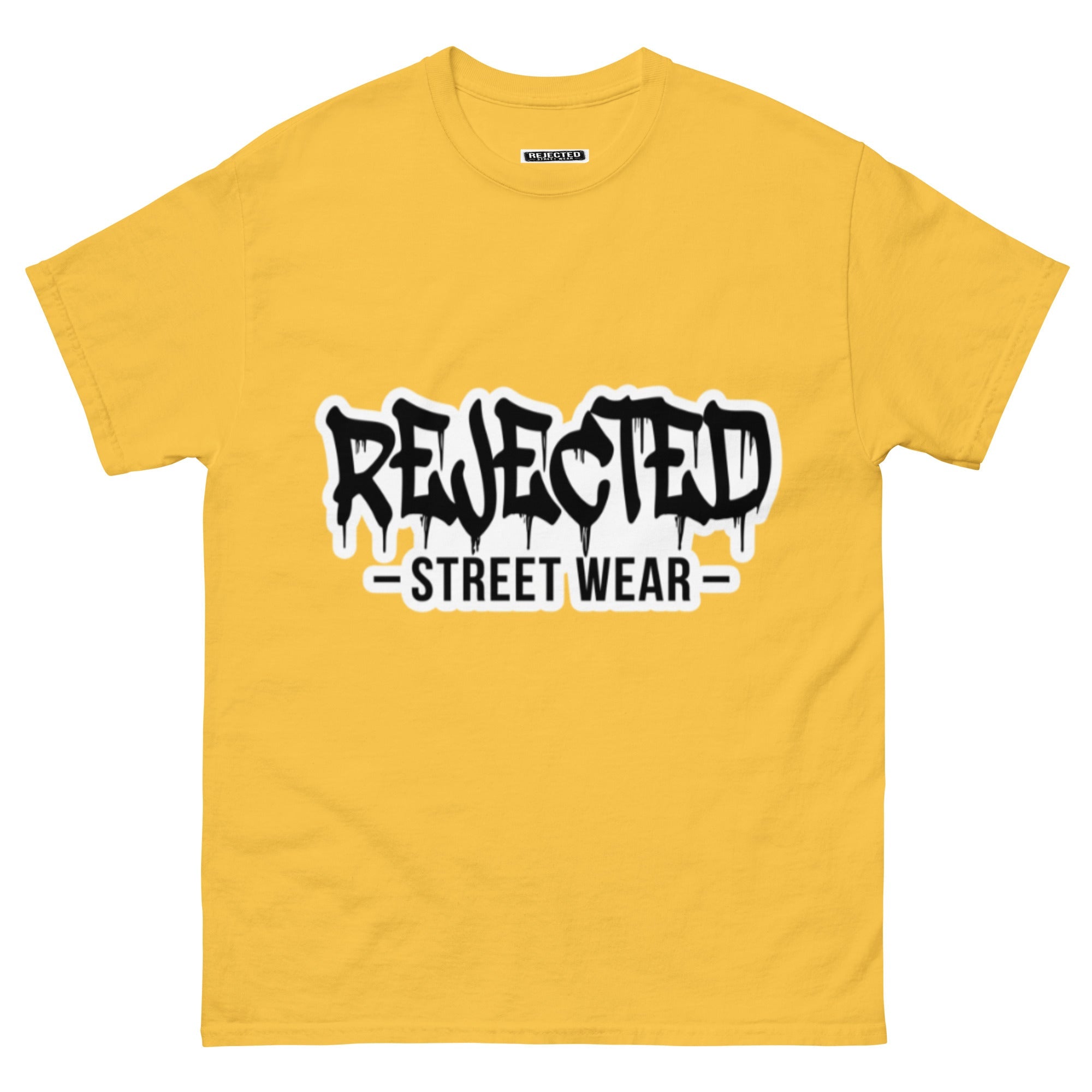Rejected Street Wear drip logo tee — REJECTED in heavy graffiti letters with STREET WEAR set underneath