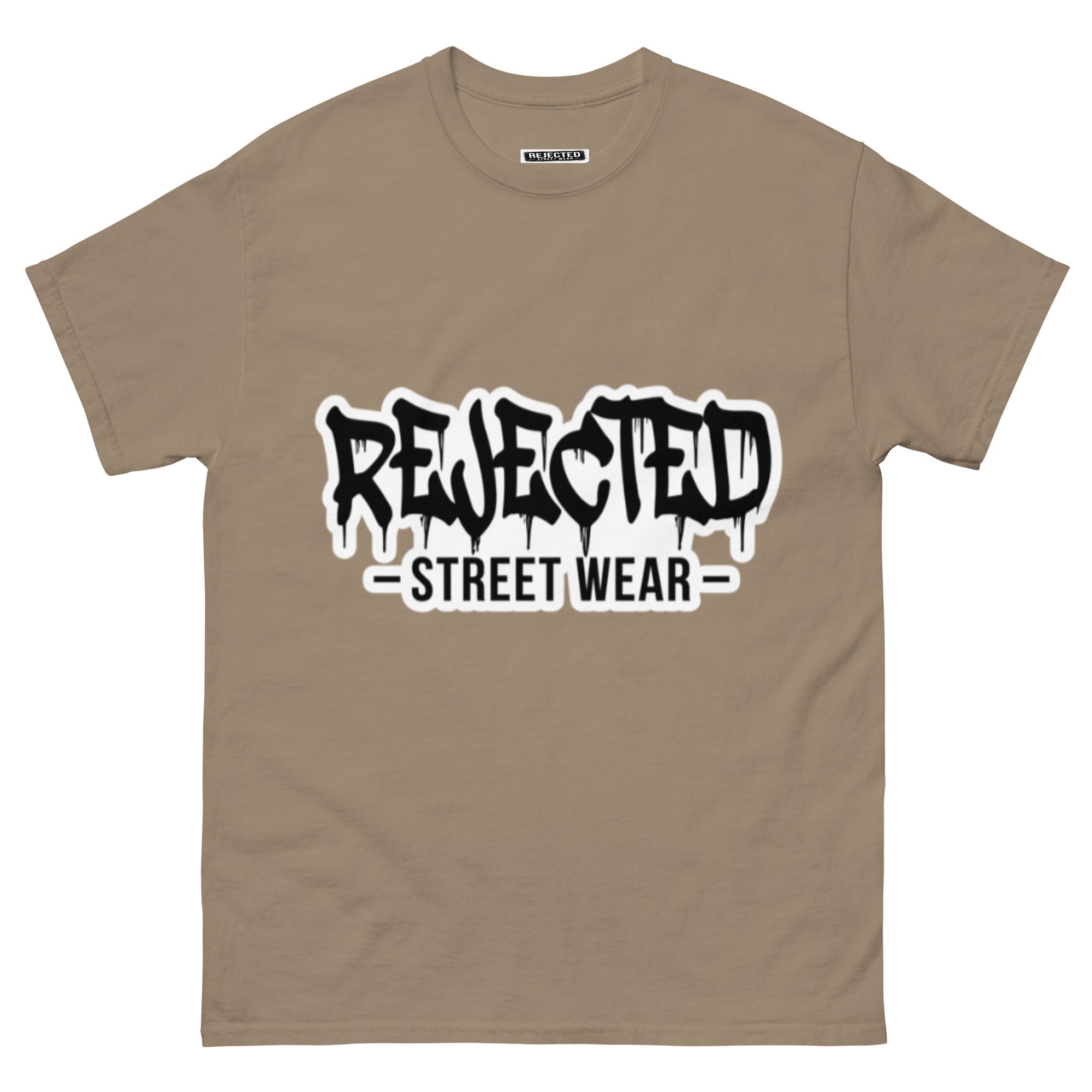 Rejected Street Wear drip logo tee — REJECTED in heavy graffiti letters with STREET WEAR set underneath