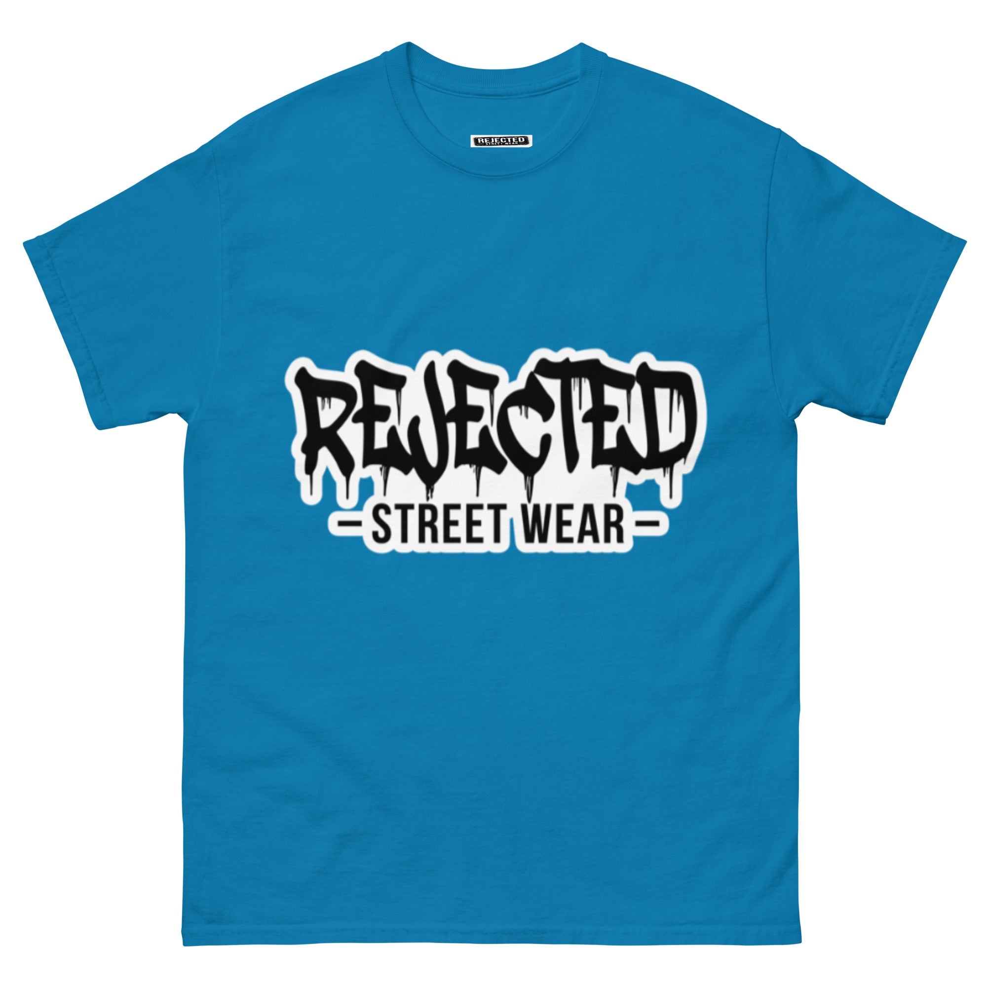 Rejected Street Wear drip logo tee — REJECTED in heavy graffiti letters with STREET WEAR set underneath