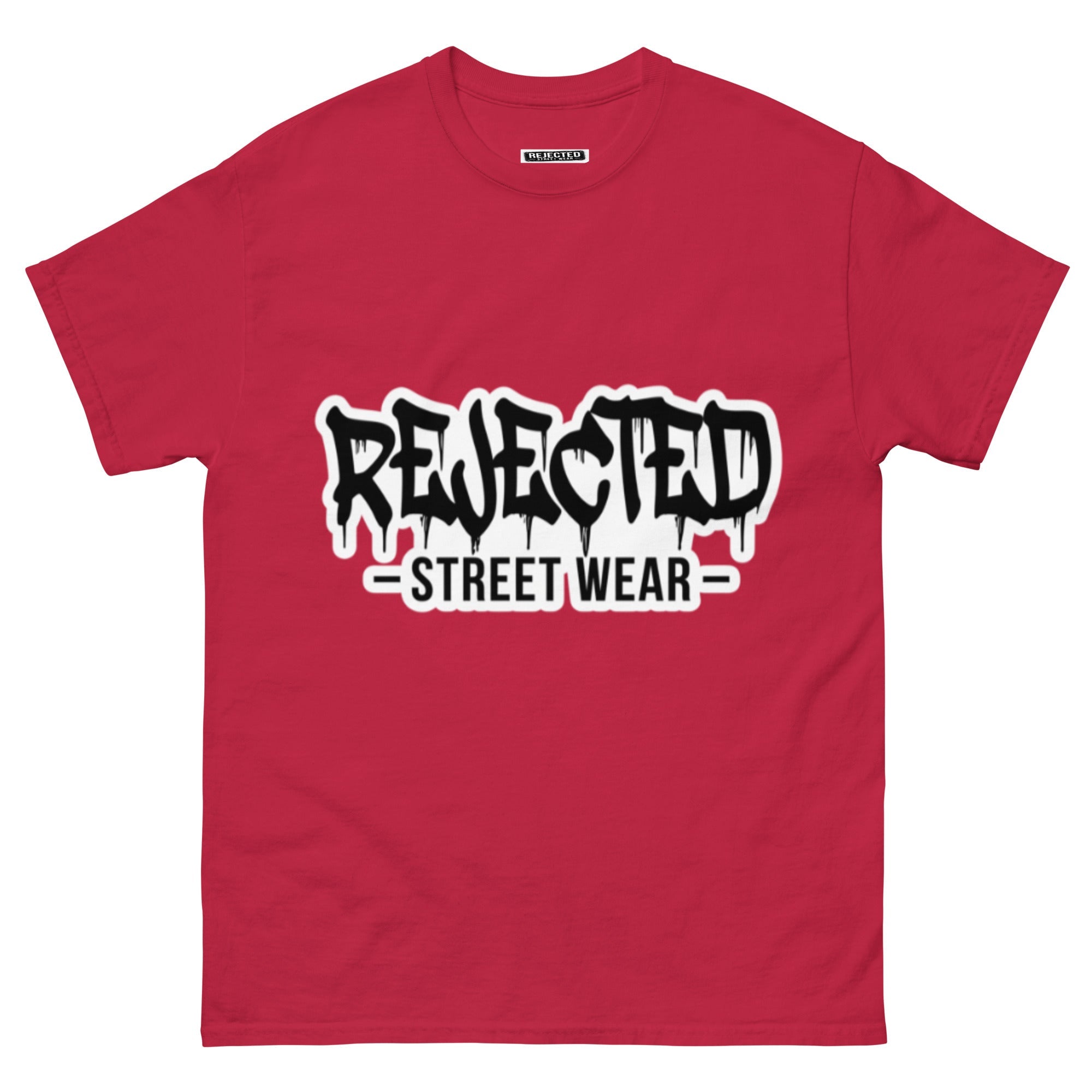 Rejected Street Wear drip logo tee — REJECTED in heavy graffiti letters with STREET WEAR set underneath