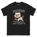 Pibble Energy No Chill tee in black — grinning bully pup at a dead sprint under graffiti lettering