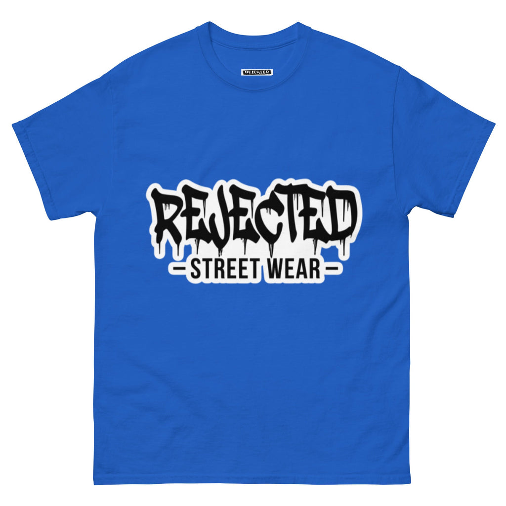 Rejected Street Wear drip logo tee — REJECTED in heavy graffiti letters with STREET WEAR set underneath