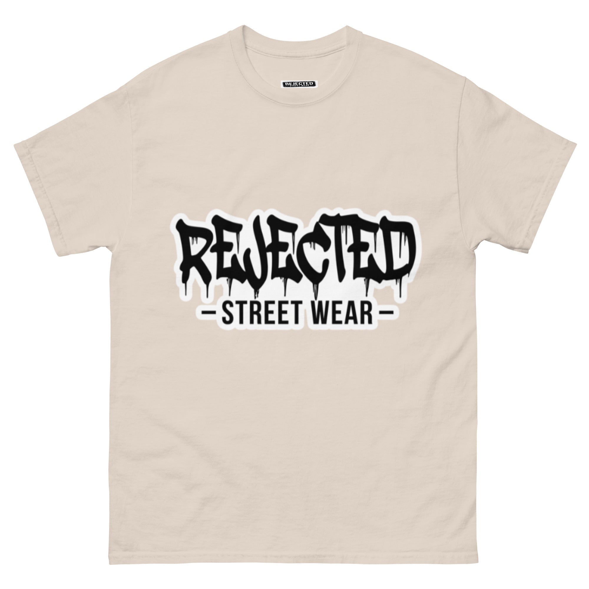 Rejected Street Wear drip logo tee — REJECTED in heavy graffiti letters with STREET WEAR set underneath