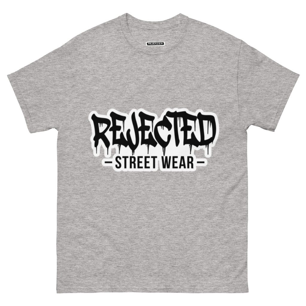 Rejected Street Wear drip logo tee — REJECTED in heavy graffiti letters with STREET WEAR set underneath